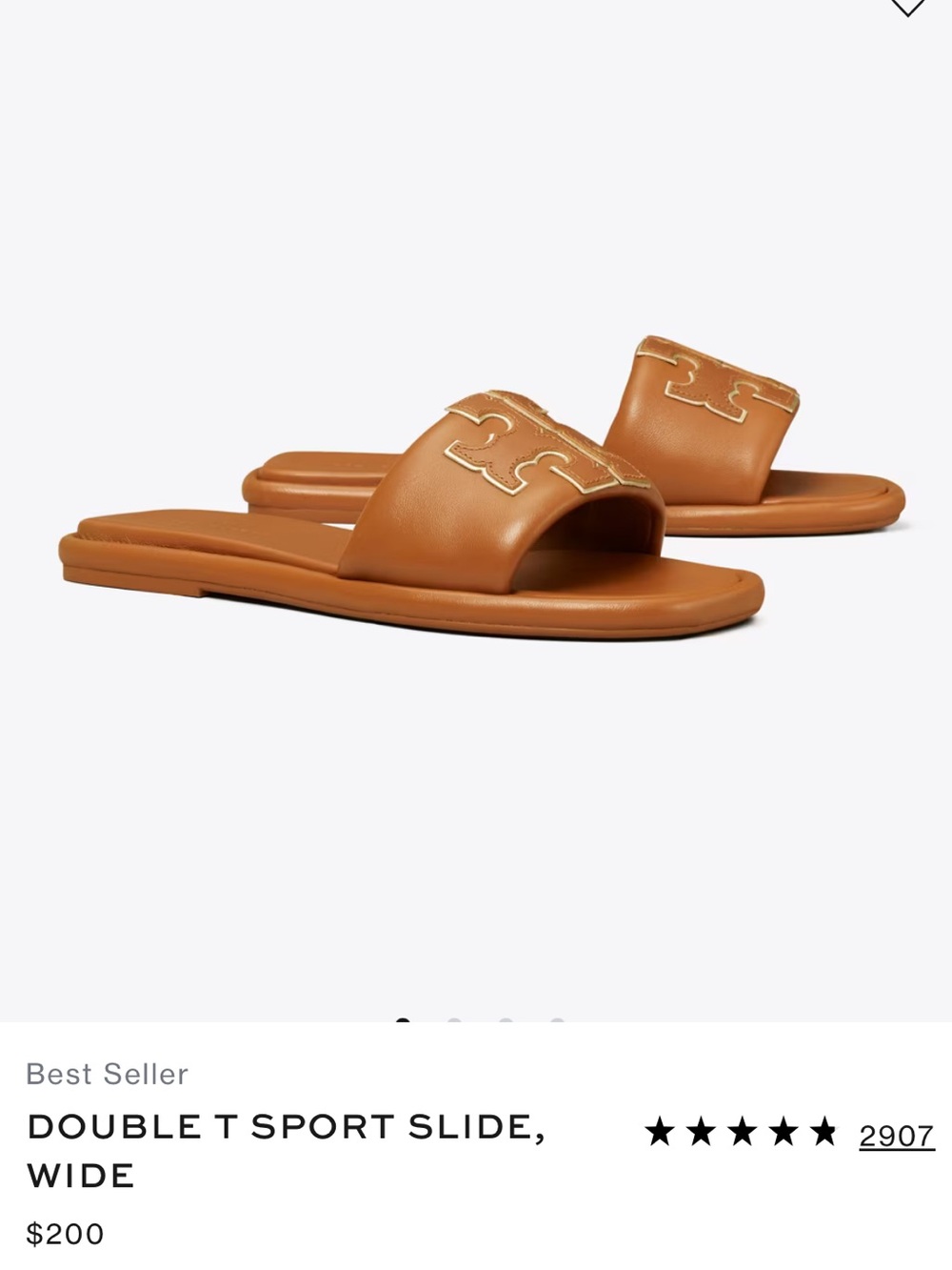 Tory Burch Leather Slide Sandals in Saddle